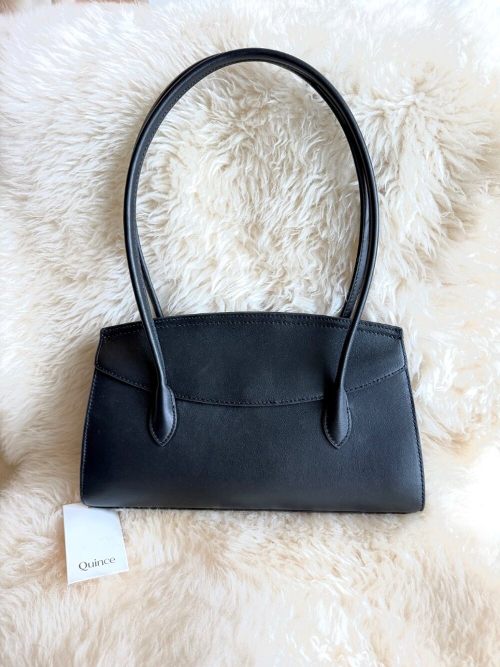 Quince Black Italian Leather East-West Shoulder Bag NWOT - Picture 5 of 12